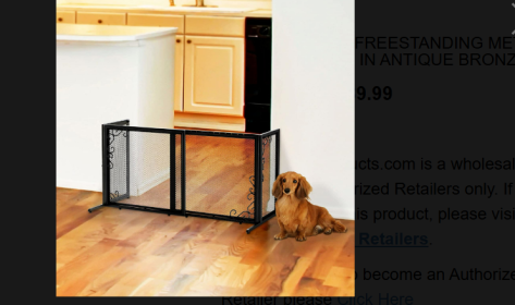 Richell Small Freestanding Metal Mesh Pet Gate in Antique Bronze