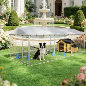 Outdoor kennel, dog house, dog cage, silver