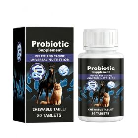 Pet Probiotic Chewable Tablets For Dogs & Cats Digestive Health Support, Immune Booster With Vitamin B2 & Yeast Selenium, 80 Tablets (Option: 1box)
