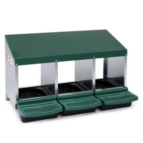3 Compartment Roll Out Chicken Nesting Box With Plastic Basket, Egg Nest Box Chicken Laying Box Hens Chicken Coop Box, Green (Option: 52046608)