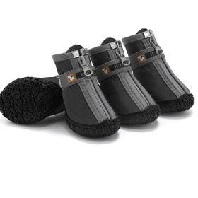 Non Slip Dog Shoes Warm Plush Lining Breathable Pet Boots for Paw Protection (Color / Size: black / 5 Fit width4.5-4.7cm)