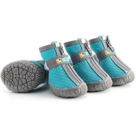 Non Slip Dog Shoes Warm Plush Lining Breathable Pet Boots for Paw Protection (Color / Size: Lake blue / 3 Fit width3.5-3.7cm)