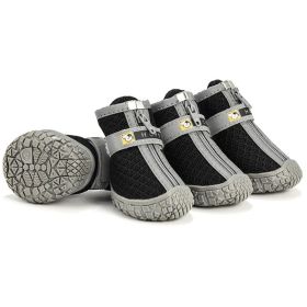 Non Slip Dog Shoes Warm Plush Lining Breathable Pet Boots for Paw Protection (Color / Size: Light Grey / 4 Fit width4-4.2cm)